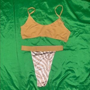 Icon Swim Brown and Zebra Print Bikini Set size Medium
